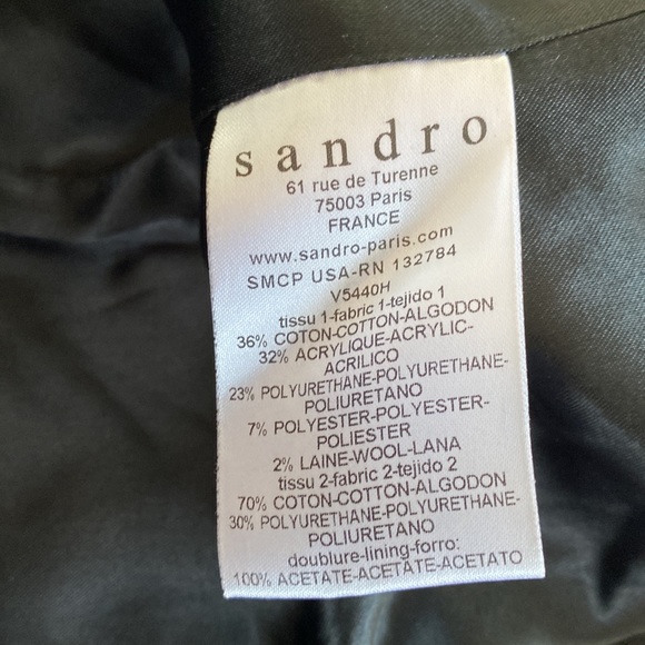 Sandro Neiman Marcus wool blend faux leather black jacket FR  40 US m - Picture 8 of 9
